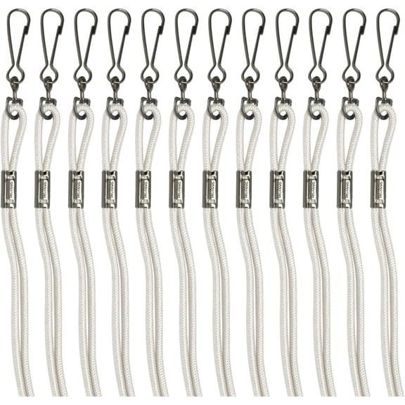 Champion Sports Nylon Lanyards with J-Hook Clip, White, 22 Inch