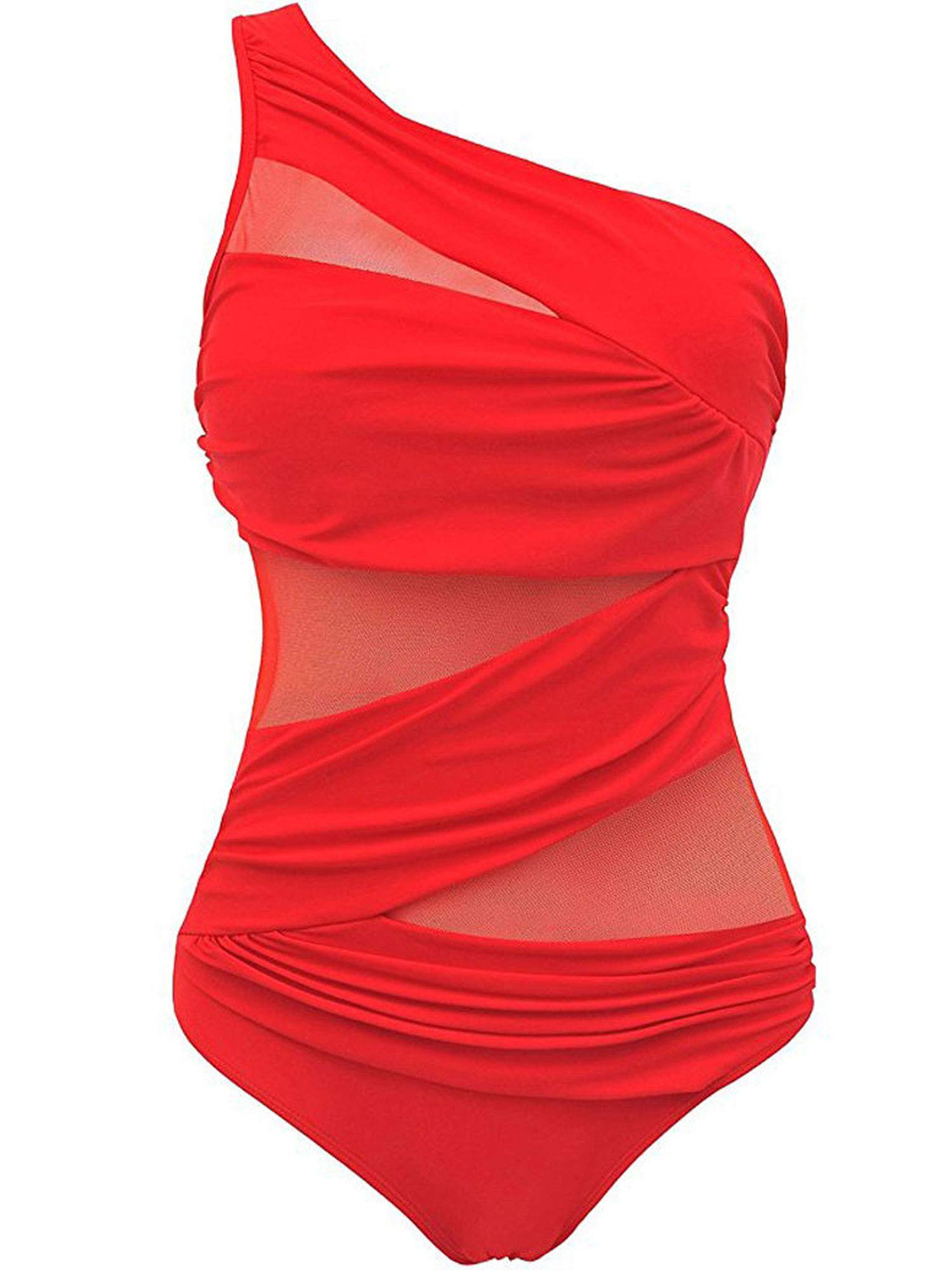 JBEELATE Women´s One Shoulder Swimwear Monokini Swimsuit See Through