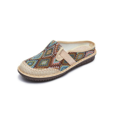 

Zodanni Women Clogs Closed Toe Slides Embroidered Mules Ladies Casual Shoes Womens Non Slip Slip-On Flats Red 7.5