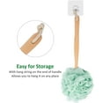 thumbnail image 7 of Loofah Back Scrubber for Shower, Wooden Long Handle Bath Sponge Lufa Shower Brush, Soft Nylon Mesh Back Cleaner Washer, Women Men Exfoliating Luffa Pouf on a Stick for Body, 7 of 7