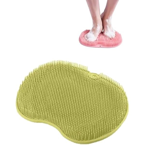 wonima11 Non-Slip Silicone Massage Pad, Declrationun Shower Foot & Back Scrubber Massage Pad, Wall Mounted Back Scrubber Bath Massager Cushion Brush with Non-Slip Suction Cups, for Women Men (Green)