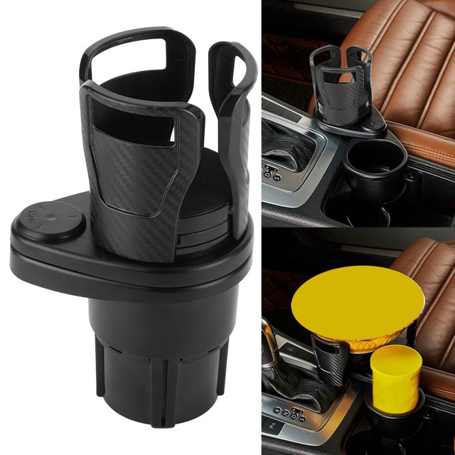 Terisass Car Cup Holder Cell Phone Holder Food Drink Bottle Mount Stand Storage Organizer Multifunction Glove Box 2-in-1 Adjustable Bracket Car Cup Holder Rotating Base Unique Extender Design EOTVIA NO