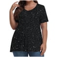 thumbnail image 1 of T-Shirt à Manches Courtes pour Femmes Grande Taille, Col Rond, Été, T-Shirts Graphiques Tendance, Coupe Ample, Chandail Confortable, Noir, 5TG, 1 of 6