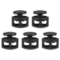 Uxcell 5pcs Plastic Cord Locks Double Hole Spring Toggle Stopper Clip Elastic Clasp Lock Fastener for Drawstring, Paracord, Black