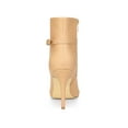 thumbnail image 2 of BLISSFUL STEP Women's Ankle Boots Pointed Toe Buckle Strap Stiletto Heels Ankle Boots Nude 9.5, 2 of 7