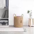 thumbnail image 7 of TAVENE 15"Wx17.7"L Tall Wicker Laundry Basket with Handles - Natural Rope Woven Storage Basket Wooden Bead Decoration, Living Room Decorative Organizer Bin for Blankets, Toys, Clothes, Shoes, Plant, 7 of 7