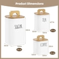 thumbnail image 5 of Coffee Sugar Tea Container Set of 3, Glass Storage Jars with Wooden Lids, Airtight Kitchen Countertop Canisters, Modern High Borosilicate Glass Jars, 5 of 6