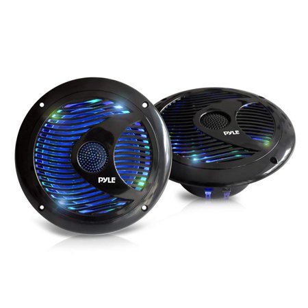 2) Pyle 150W 6.5-Inch Waterproof Boat Marine Speakers + LED Lights | PLMR6LEB