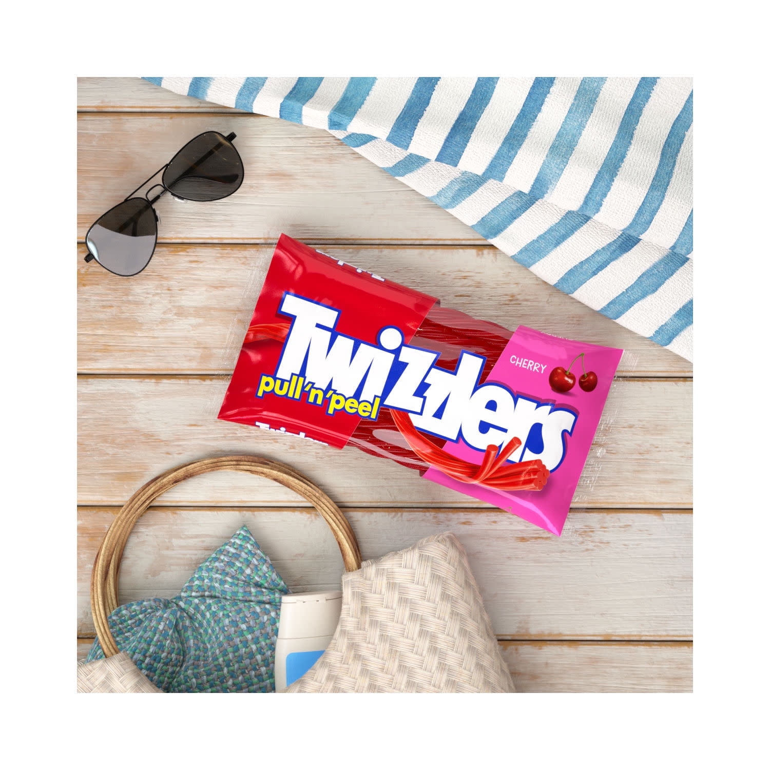 Twizzlers Pull 'N' Peel Cherry Flavored Licorice Style Chewy Candy, Bag 14 oz (Pack of 4)