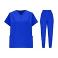 thumbnail image 2 of Sijiajgjfu Women’s Scrubs Sets Short Sleeve V Neck Pocket Nurse Uniform Tops Elastic Waist Joggers Pants Quick Dry Stretch Set with Pocket Blue S, 2 of 8