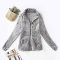 thumbnail image 2 of Womens Full Zip Up Sherpa Lapel Fuzzy Fleece Jacket Oversized Fluffy Coat, 2 of 4