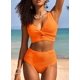 thumbnail image 4 of Conjunto de bikini Herseas para mujer, acolchado, corte frontal torcido, naranja, 4 of 6