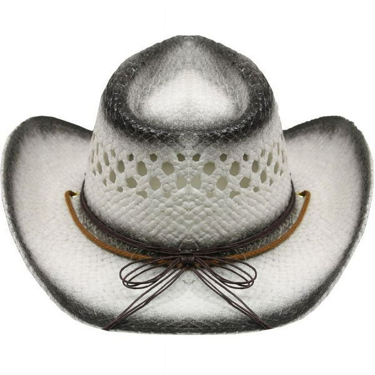 KIDS GIRLS White Tea Stain Straw COWBOY HAT w Turquoise Blue Beads WESTERN Cowgirl Children Child size Hat