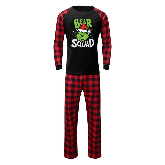 Pijamas Navideñas Conjunto de 2 piezas a juego Conjunto de pijamas de otoño casual Conjunto de ropa para el hogar Kuymtek Negro*Hombre T M para Unisex