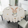 thumbnail image 2 of Eveokoki Easter Round Tablecloth 60 inch Diameter Cute Rabbit Holding Easter Egg With Bee Table Cloths Spill Proof Wrinkle Table Cloth for Kitchen Dining Decoration Holiday Parties, 2 of 5