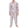 thumbnail image 3 of Salouo Lilies Flowers Print Button-Front Long Sleeve Pajama Set for Men, Soft 2Pjs Men's Long Sleeve Sleepwear-Medium, 3 of 7