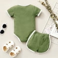 thumbnail image 4 of Yutk Newborn infant Boys Girls Short Sleeve Romper Bodysuit with Shorts Outfits Green, 4 of 8
