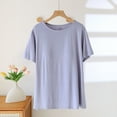 thumbnail image 2 of Ltctricy Women's T-Shirts with Built in Bra short sleeve crew neck soft comfy pajama tops casual loose tee blouses, 2 of 5