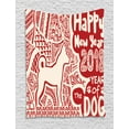 thumbnail image 1 of Year of the Dog Tapestry, Abstract Asian Folklore Elements Composition with Dog Silhouette, Wall Hanging for Bedroom Living Room Dorm Decor, 40W X 60L Inches, Ruby and Baby Pink, by Ambesonne, 1 of 2