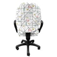 thumbnail image 3 of Geometric Office Chair Slipcover, Shapes Illustration with Polka Dots Ovals Modernist Design, Protective Stretch Decorative Fabric Cover, Standard Size, Charcoal Grey Blush, by Ambesonne, 3 of 5