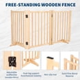 thumbnail image 3 of 24 In Hx60 In W Freestanding Wooden Dog Gate Foldable 3-Panel Pet Barrier Natural Wood, 3 of 5