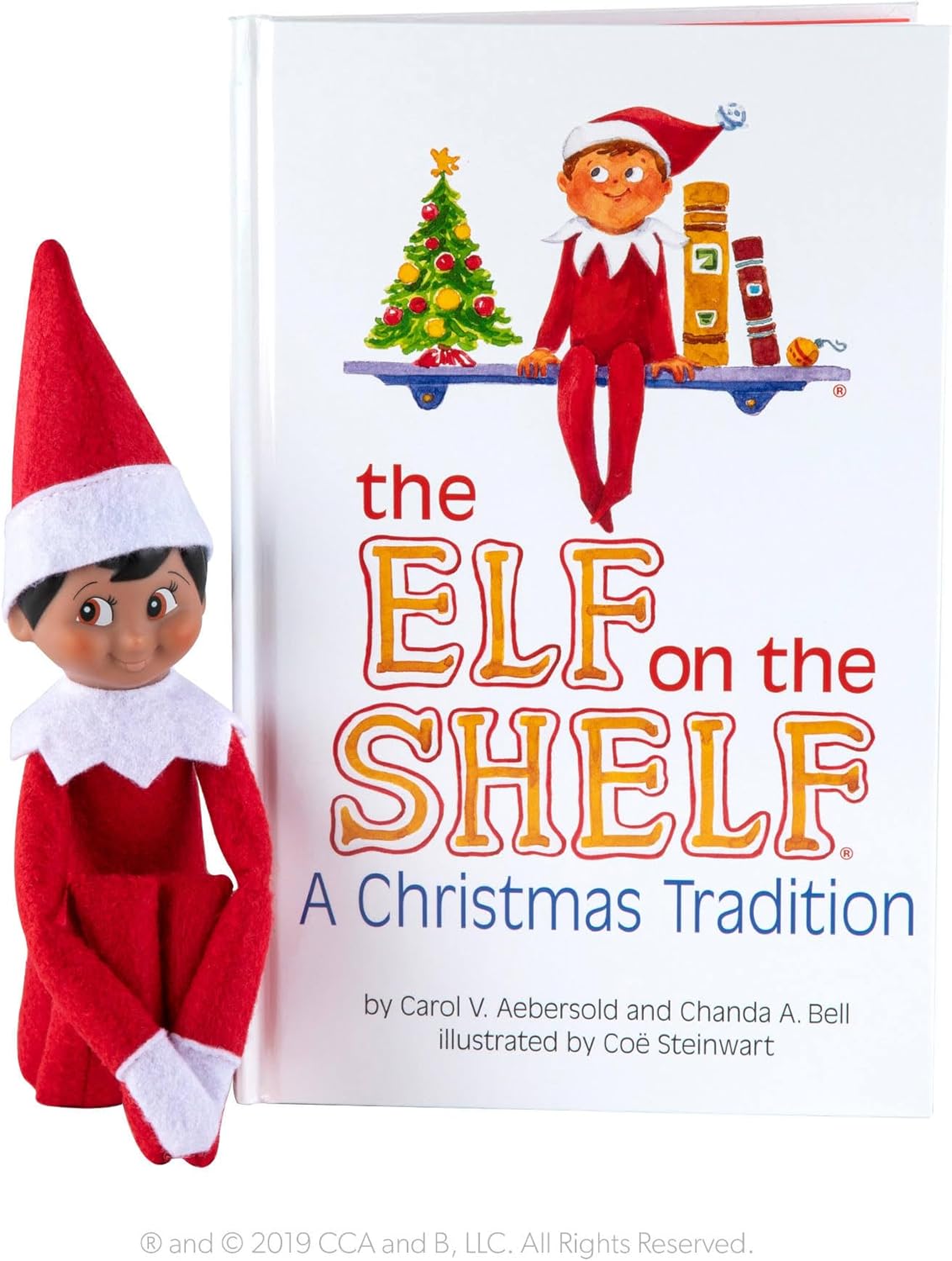 The Elf on The Shelf Bundle: Scout Elf Boy Dark Tone, Boy & Girl Dark Tone Frost Pips and 3 Elf T-Shirts