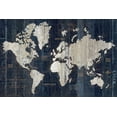 thumbnail image 2 of Wild Apple Portfolio 18x13 Gold Ornate Wood Framed with Double Matting Museum Art Print Titled - Old World Map Blue, 2 of 4