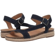 Lucky Brand GABRIEN Suede Espadrille Flat Sandal INDIGO Blue Suede Wedge Flat