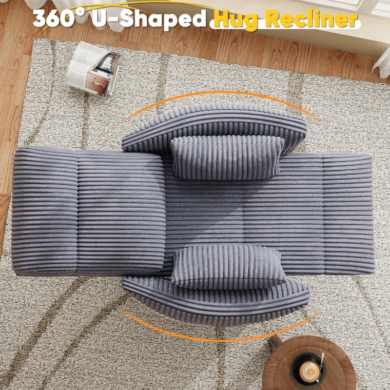 Homall 360° Power Swivel Recliner High Back Adult Rocker Recliner Chair with 2 Pillows for Nursing Expectant Mothers,Corduroy Gray