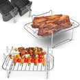 thumbnail image 2 of 2Pcs Air Fryer Rack with 4 Barbecue Sticks for Double Basket Air Fryers 304 Grilling Rack Air Fryer Accessories Cooking Rack, 2 of 10