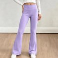 thumbnail image 5 of BXJX Girls Yoga Leggings 10-12, Sports High Stretch Elastic Waist Slim Flare Pants Purple, 5 of 8