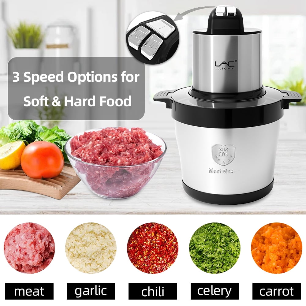 LAC LAICHY 3-Speeds 24 Cup Large Electric Meat Grinder,Electric Chopper,Food Processor with 4- Stainless Steel Blades,1500W High power Copper Motor For Meat,Baby Food,Black