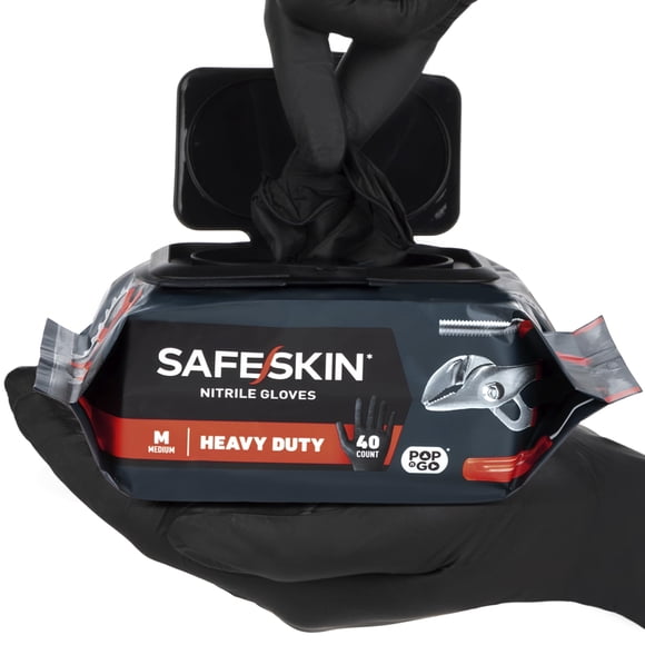 Guantes desechables SAFESKIN de nitrilo de alta resistencia, paquete de 40