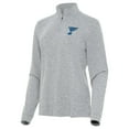 thumbnail image 2 of Men's Antigua Heather Gray St. Louis Blues Mentor Long Sleeve Quarter-Zip Mock Polo, 2 of 3