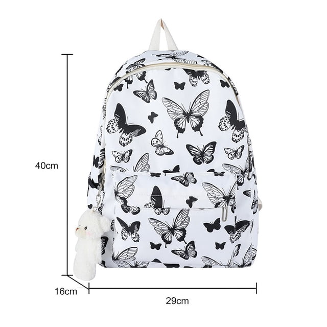 Mochilas escolares informales para niñas, mochila con estampado de cereza de gran capacidad, con cremallera, para libros de viaje, Kawaii, para exterioresBlack3España Fivean unisex