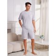 thumbnail image 2 of U2SKIIN Mens Pajama Set, Short Sleeve Lightweight Sleepwear Soft Nightwear Set With Pocket,(Light Blue Mel.L), 2 of 5