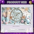thumbnail image 2 of Gold Decorative Happy New Year Banner Light Blue New Year Display Star Pattern Floral Design Festive Backdrop for New Year Party Holiday Celebration Indoor Decoration, 2 of 9