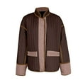thumbnail image 5 of Lovskoo Womens Winter Coats Quilted Jacket Long Sleeve Zipper Round Neck Single Breasted Button Thickened Cotton Padded Jacket with Warm Plush Jacket Coffee, 5 of 9