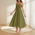 thumbnail image 2 of Stamzod Summer Dresses for Women 2025 Fashion Solid Color Summer Sleeveless Spaghetti Strap Slip Dress Casual Loose Ruffle Midi Dresses for Women on Clearance Green S, 2 of 7