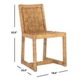 thumbnail image 3 of SAFAVIEH Couture Jermaine Coastal Rattan Solid Dining Side Chair, Natural (Set of 2), 3 of 13