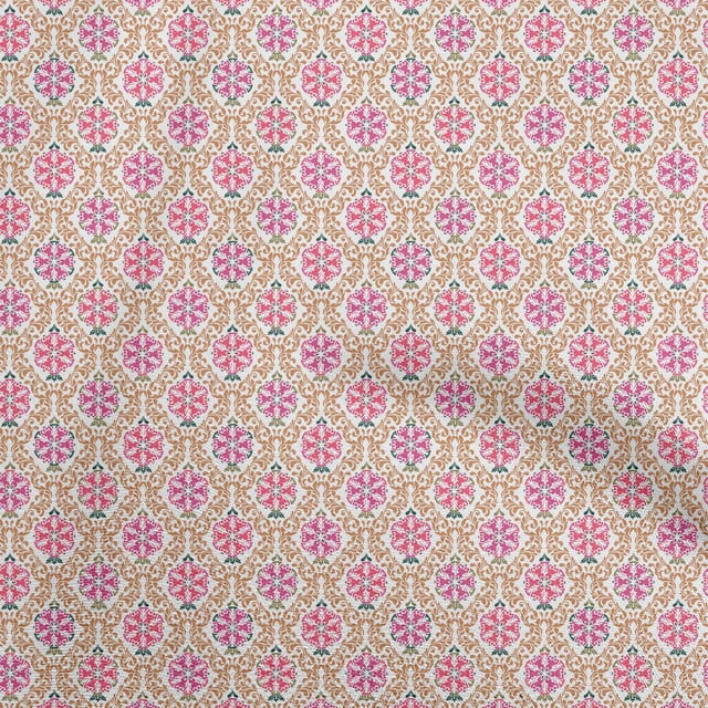 oneOone Viscose Chiffon Pink Fabric Asian Suzani Sewing Craft Projects Fabric Prints By Yard 42 Inch Wide