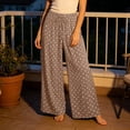 thumbnail image 5 of Women's High Waist Polka Dot Wide Leg Pants Elastic Waist Casual Flowy Trousers For Vacation, 5 of 7