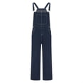 thumbnail image 2 of Frnrwgo Denim Bib Overalls Long Pants for Men Loose Fit Wide Leg Cargo Work Pockets Dark Blue, 2 of 5