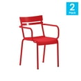thumbnail image 5 of Flash Furniture Nash Commercial Grade Red Steel Indoor-Outdoor Stackable Chair with 2 Slats and Arms, Set of 2, 5 of 13