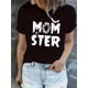 thumbnail image 1 of Camiseta para mujer verano1pc Women'S Casual Crew Neck T-Shirt with Geometric Monster Bat Print, Polyester Knit Fabric, Medium Stretch, All-Season Comfort FitFather's Day, Mother's Day, New Year, Sp, 1 of 6