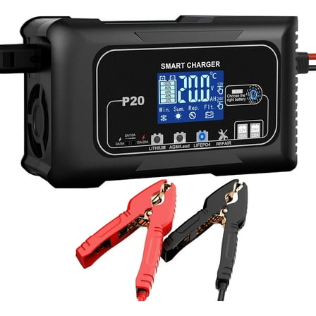 20-Amp Smart Battery Charger,12V/20A and 24V/10A.Lithium,Lifepo4,Lead-Acid(AGM/Gel/SLA..) Car Battery Charger,Trickle Charger, Maintainer/Pulse Repair Charger,for Car,Boat,Motorcycle, Lawn Mower