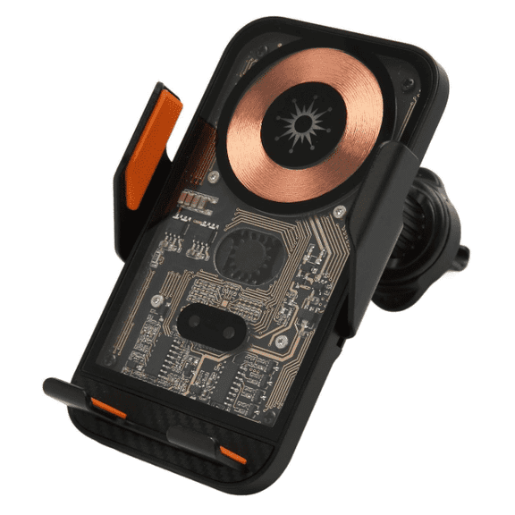 15W Wireless Car Charger Mount, Infrared Smart Sensor Auto-Clamping Phone Holder, Ice Cooling, LED Light, 360° Rotation, Air Vent/Dashboard for iPhone Samsung Android Foldable