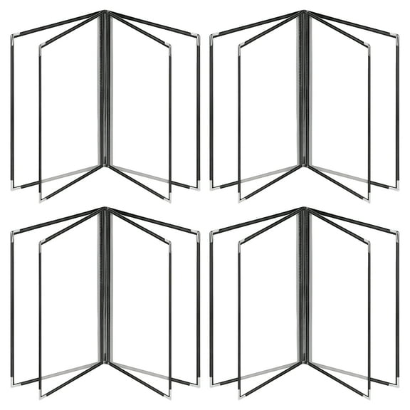 Menu Covers Sleeves, 4 Pcs PVC Transparent Menu Holder Folders for Restaurants Hotels Cafes, 4 Sheets 8 Pages, Black Border, Waterproof