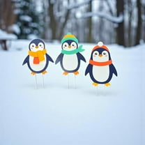 Christmas Penguins Yard Signs Set of 3 - Outdoor PVC Holiday Decorations with Stakes – Fun Yard Décor