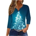 thumbnail image 2 of Ailaofu Hauts pour Femmes à Manches 3/4 Décontractés Henley Col T-Shirts Manches 3/4, 2 of 5